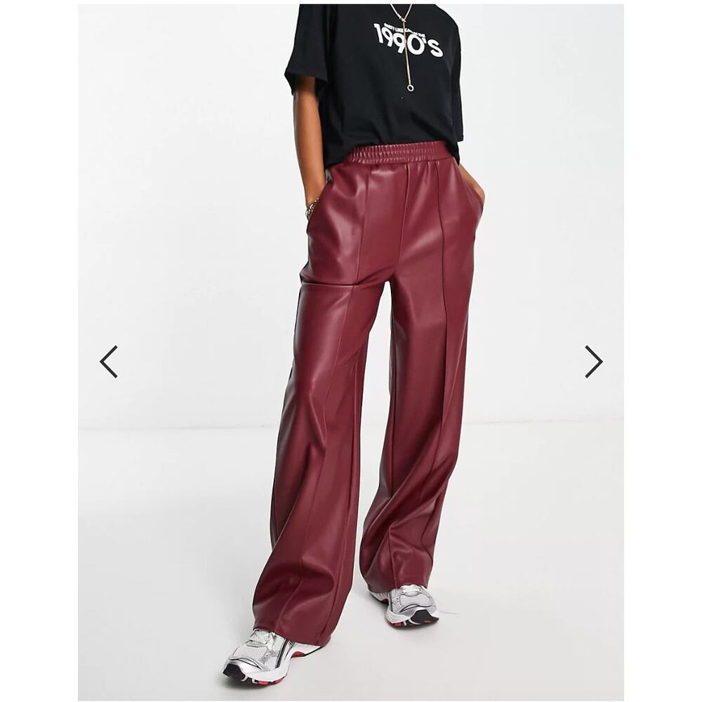 ASOS Burgundy Wide Leg Pants